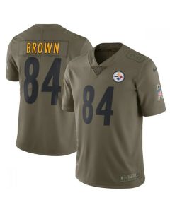 Men's Pittsburgh Steelers #84 Antonio Brown Olive Salute To Service Limited Stitched NFL Jersey
