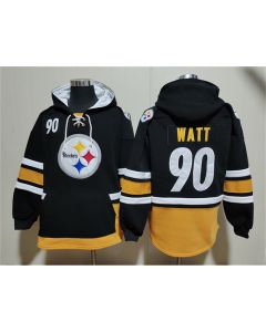 Men's Pittsburgh Steelers #90 T.J. Watt Black Ageless Must-Have Lace-Up Pullover Hoodie (Black)