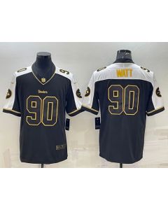 Men's Pittsburgh Steelers #90 T. J. Watt Black Gold Thanksgiving Vapor Untouchable Limited Stitched Jersey