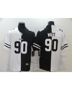 Men's Pittsburgh Steelers #90 T. J. Watt Black &White Split Limited Stitched Jersey
