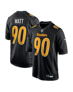 Men's Pittsburgh Steelers #90 T.J. Watt Carbon Black Fashion Game Jersey (Black)