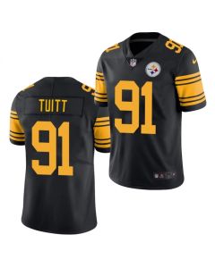 Men's Pittsburgh Steelers #91 Stephon Tuitt Black Color Rush Limited Stitched Jersey