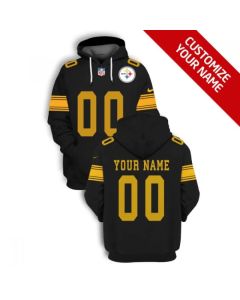 Men's Pittsburgh Steelers Active Player Custom 2021 Black Pullover Hoodie (Black)