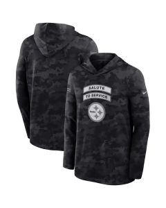 Men's Pittsburgh Steelers Black 2026 Salute to Service Sideline Lightweight Dri-FIT Long Sleeve Top Hoodie