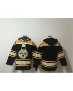 Men's Pittsburgh Steelers Black Ageless Must-Have Lace-Up Pullover Hoodie (Black)