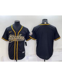 Men's Pittsburgh Steelers Blank Black With Patch Cool Base Stitched Baseball Jersey