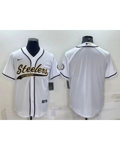 Men's Pittsburgh Steelers Blank White With Patch Cool Base Stitched Baseball Jersey