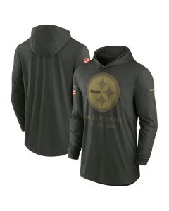 Men's Pittsburgh Steelers Forest Green 2025 Salute to Service Sideline Dri-FIT Lightweight Pullover Hoodie (Green Forest)
