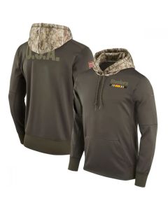 Men's Pittsburgh Steelers Olive Salute to Service Sideline Therma Pullover Hoodie
