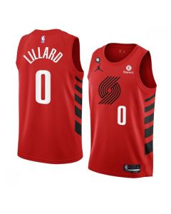 Men's Portland Trail Blazers #0 Damian Lillard 2022/23 Red Statement Edition With NO.6 Patch Swingman Stitched Basketball Jersey