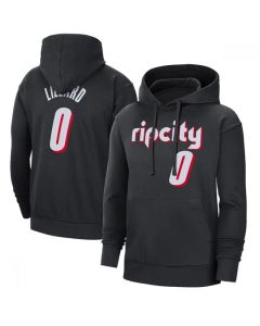 Men's Portland Trail Blazers #0 Damian Lillard 2022 Black Pullover Hoodie