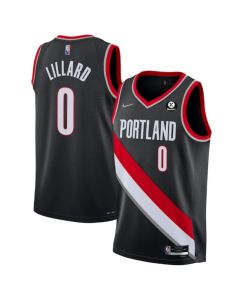 Men's Portland Trail Blazers #0 Damian Lillard Black 2021/22 Icon Edition 75th Anniversary Stitched Basketball Jersey