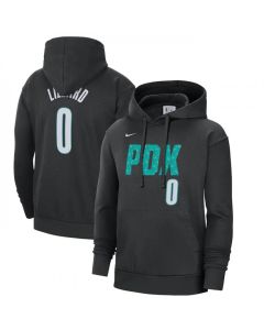 Men's Portland Trail Blazers #0 Damian Lillard Black 2022/23 City Edition Name & Number Essential Pullover Hoodie