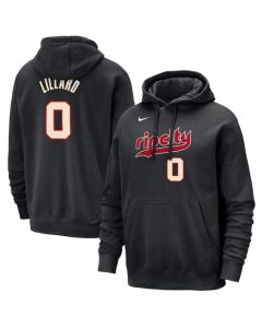 Men's Portland Trail Blazers #0 Damian Lillard Black 2023/24 City Edition Name & Number Pullover Hoodie