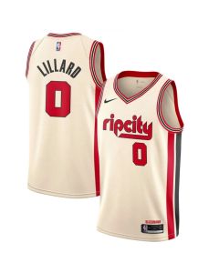 Men's Portland Trail Blazers #0 Damian Lillard Cream 2019 City Edition Stitched NBA Jersey