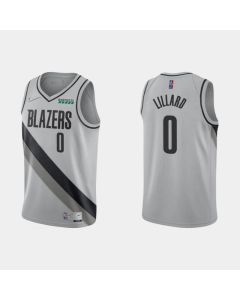 Men's Portland Trail Blazers #0 Damian Lillard Grey Stitched NBA Jersey