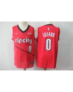 Men's Portland Trail Blazers #0 Damian Lillard Red 2018/19 Earned Edition Swingman Stitched NBA Jersey