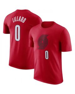 Men's Portland Trail Blazers #0 Damian Lillard Red 2022/23 Statement Edition Name & Number T-Shirt