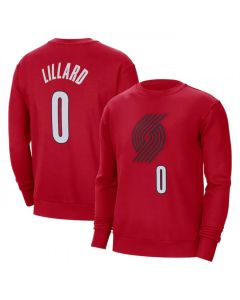 Men's Portland Trail Blazers #0 Damian Lillard Red Long Sleeve T-Shirt