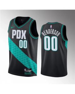 Men's Portland Trail Blazers #00 Scoot Henderson Black 2023 Draft City Edition Stitched Basketball Jersey