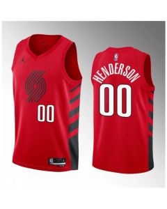 Men's Portland Trail Blazers #00 Scoot Henderson Red 2023 Draft Statement Edition Stitched Basketball Jersey