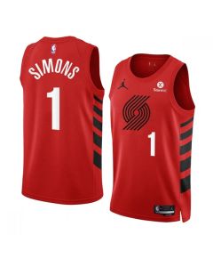 Men's Portland Trail Blazers #1 Anfernee Simons 2022/23 Red Statement Edition Swingman Stitched Basketball Jersey