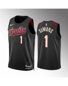 Men's Portland Trail Blazers #1 Anfernee Simons Black 2023/24 City Edition Stitched Basketball Jersey