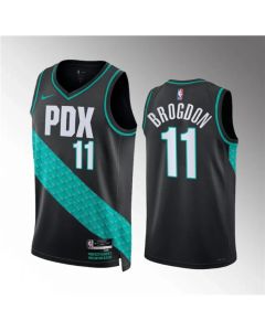 Men's Portland Trail Blazers #11 Malcolm Brogdon 2022/23 Black City Edition Stitched Basketball Jersey