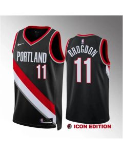 Men's Portland Trail Blazers #11 Malcolm Brogdon Black Icon Edition Stitched Basketball Jersey