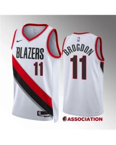 Men's Portland Trail Blazers #11 Malcolm Brogdon White Association Edition Stitched Basketball Jersey
