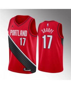 Men's Portland Trail Blazers #17 Shaedon Sharpe Red Statement Edition Stitched Basketball Jersey