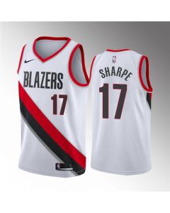 Men's Portland Trail Blazers #17 Shaedon Sharpe White Association Edition Stitched Basketball Jersey