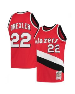 Men's Portland Trail Blazers #22 Clyde Drexler Red Throwback Stitched Basketball Jersey