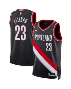 Men's Portland Trail Blazers #23 Donovan Clingan Black 2024 Draft Icon Edition Stitched Basketball Jersey