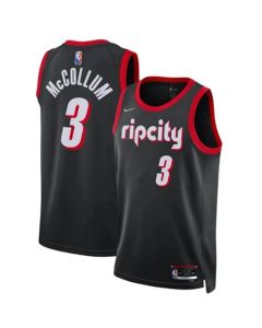 Men's Portland Trail Blazers #3 C.J. McCollum 2021/22 Black City Edition 75th Anniversary Stitched Basketball Jersey