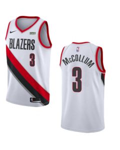 Men's Portland Trail Blazers #3 C.J. McCollum White Stitched Basketball Jersey