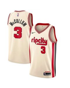 Men's Portland Trail Blazers #3 CJ McCollum Cream 2019 City Edition Stitched NBA Jersey