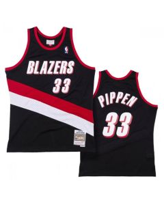 Men's Portland Trail Blazers #33 Scottie Pippen Black Throwback Stitched Jersey