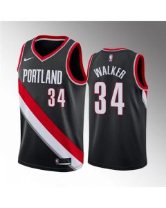 Men's Portland Trail Blazers #34 Jabari Walker Black Icon Edition Stitched Basketball Jersey