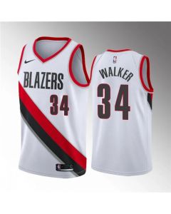 Men's Portland Trail Blazers #34 Jabari Walker White Association Edition Stitched Basketball Jersey