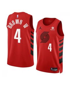 Men's Portland Trail Blazers #4 Greg Brown III 2022/23 Red Statement Edition Swingman Stitched Basketball Jersey