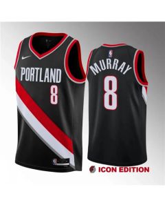 Men's Portland Trail Blazers #8 Kris Murray Black 2023 Draft Icon Edition Stitched Basketball Jersey