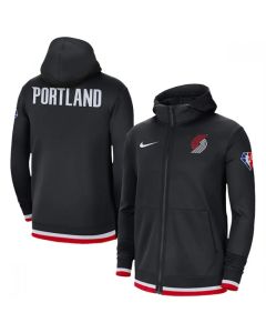 Men's Portland Trail Blazers Black 75th Anniversary Performance Showtime Full-Zip Hoodie Jacket