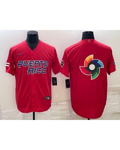 Men's Puerto Rico Baseball 2023 Red World Baseball Big Logo With Patch Classic Stitched Jersey (Red)