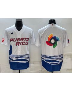Men's Puerto Rico Baseball 2023 White World Baseball Big Logo Classic Stitched Jersey (White)