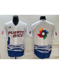 Men's Puerto Rico Baseball 2023 White World Baseball Big Logo With Patch Classic Stitched Jersey (White)