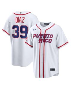 Men's Puerto Rico Baseball #39 Edwin Diaz White 2026 World Baseball Classic Home Stadium Jersey (White)