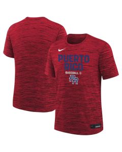 Men's Puerto Rico Baseball Red 2026 World Baseball Classic Velocity Dri-FIT T-Shirt (Red)