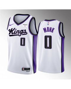 Men's Sacramento Kings #0 Malik Monk White 2023/24 Association Edition Swingman Stitched Basketball Jersey