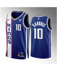 Men's Sacramento Kings #10 Domantas Sabonis Blue 2023/24 City Edition Stitched Basketball Jersey